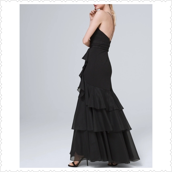 AIDEN MATTOX, Black Ruffle-detail Gown, Size 4 - Picture 4 of 4